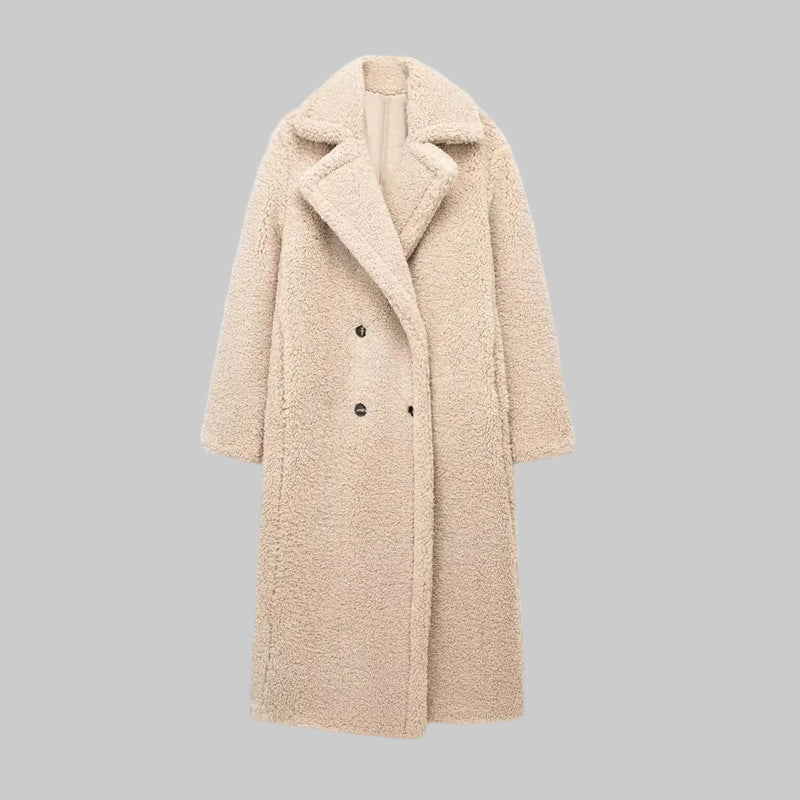 Long Double Breasted Textured Coat Stylish For Women | Caldria