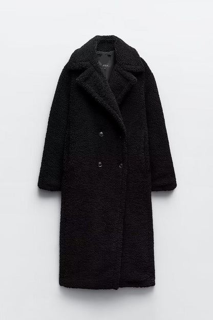 Long Double Breasted Textured Coat Stylish For Women | Caldria