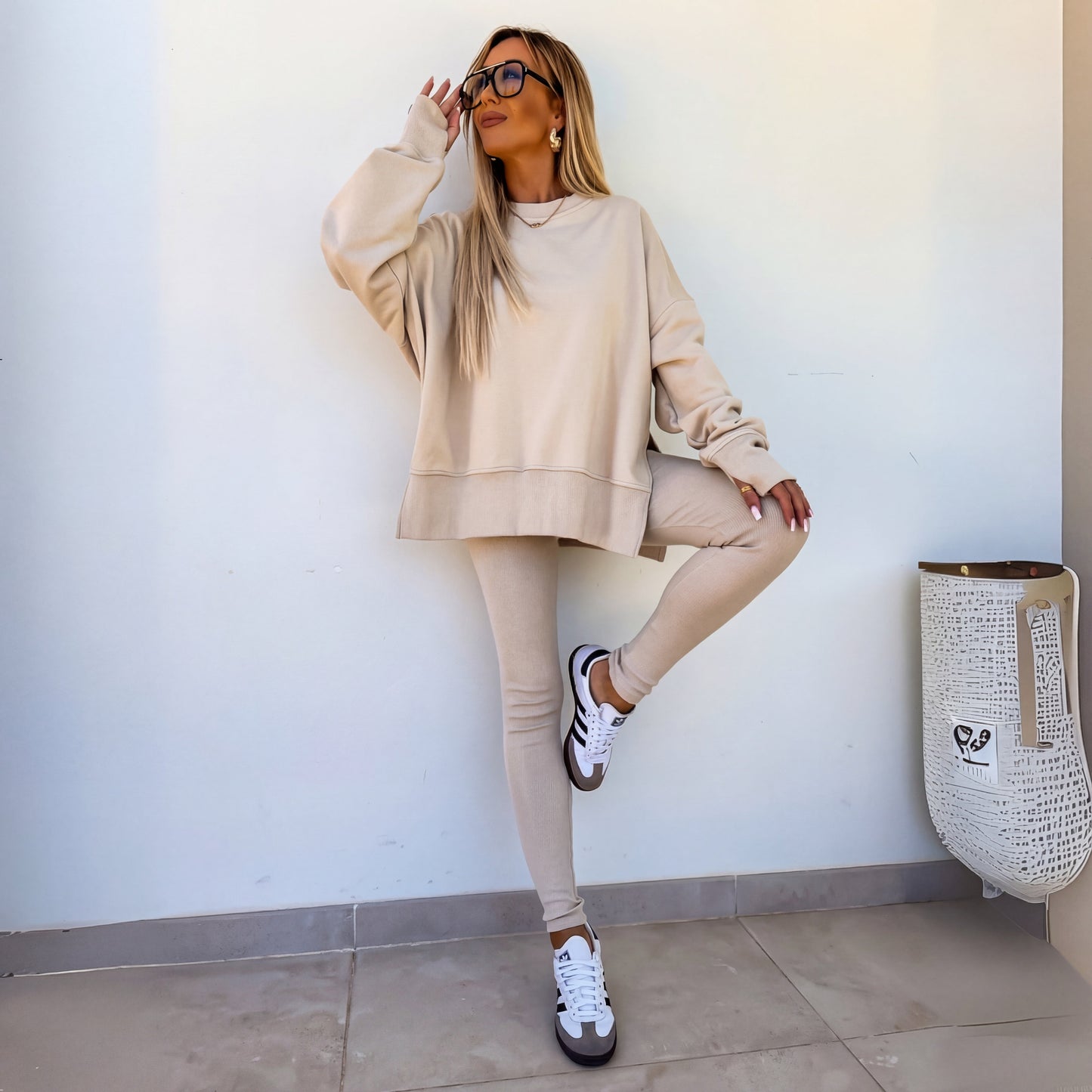 Casual long sleeve sweatshirt and pants co-ord set for women | Yachi -1