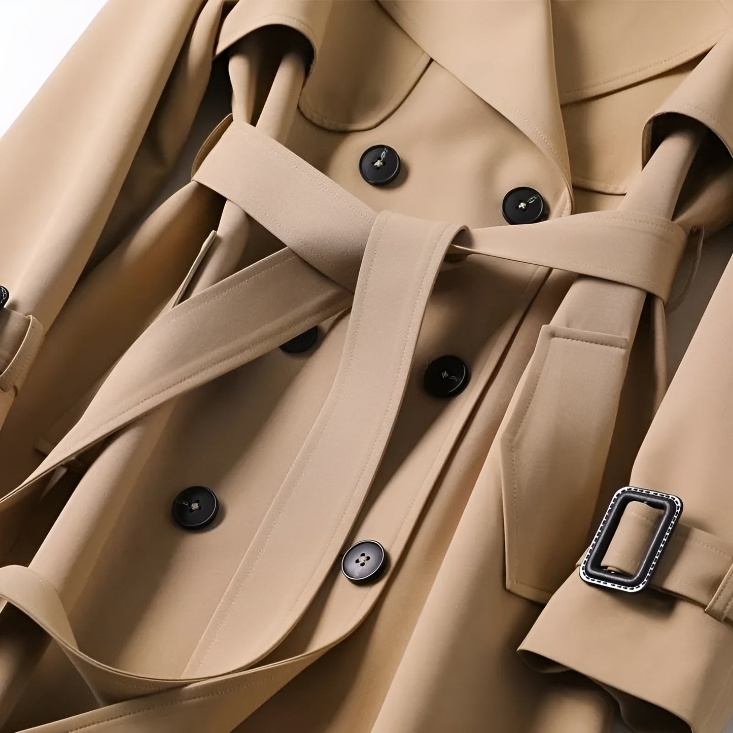 Belted Double Breasted Trench Coat Stylish for Women | Elara