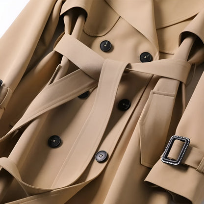 Belted Double Breasted Trench Coat Stylish for Women | Elara