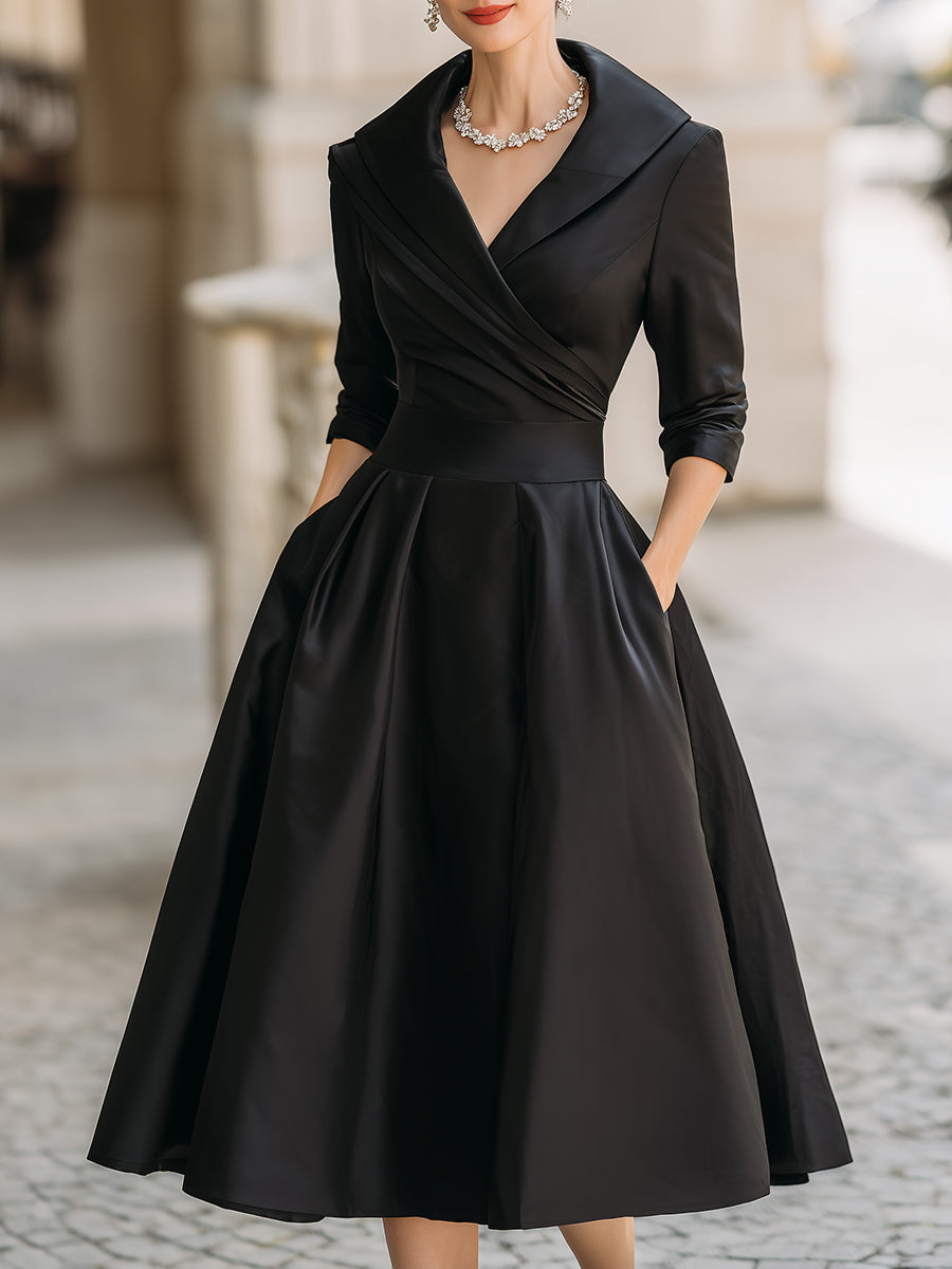 Elegant vintage satin midi dress for women - 1