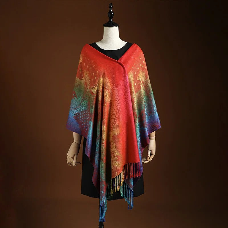 Gradient Fringe Wrap Scarf Elegant for Women | Elowen