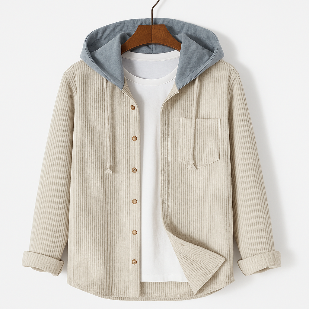 Textured Button Front Hooded Jacket Stylish For Men | Matteo