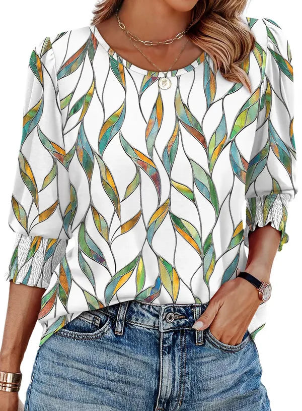 Elegant casual three-quarter sleeve everyday blouse for women | Emily -13