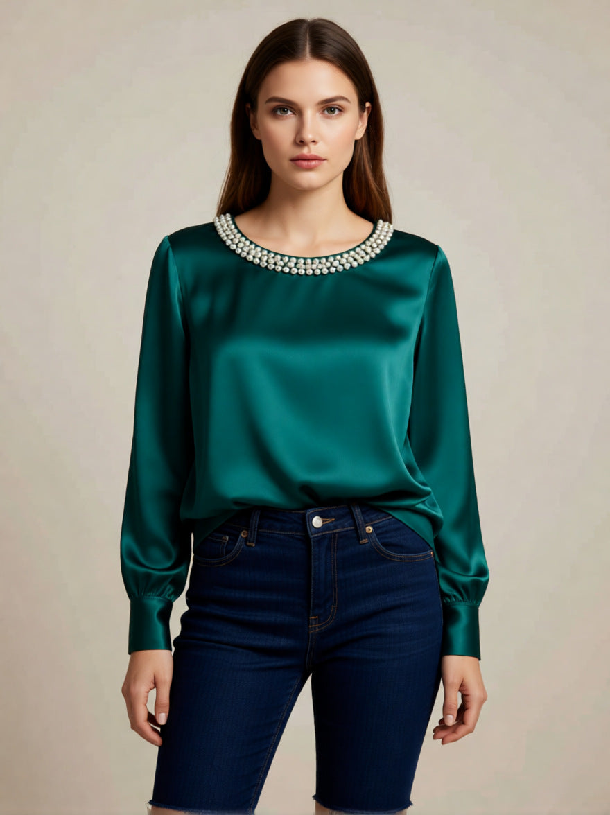 Elegant round neck everyday top for women | PERLISSE - 10