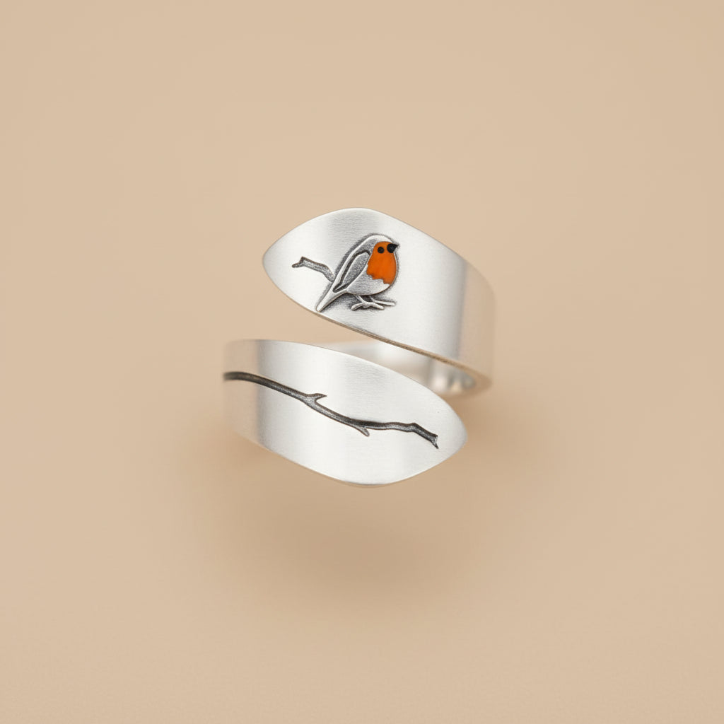 Elegant robin bird stud earrings for women -6