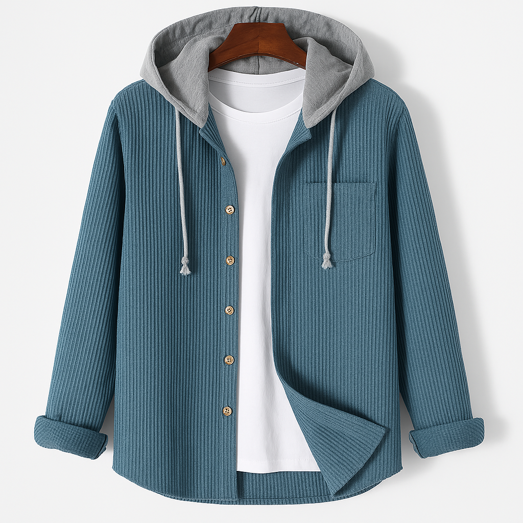 Textured Button Front Hooded Jacket Stylish For Men | Matteo