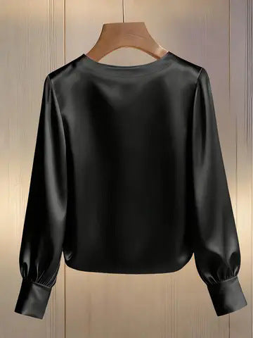 Elegant everyday round neck versatile top for women | Perlisse -5