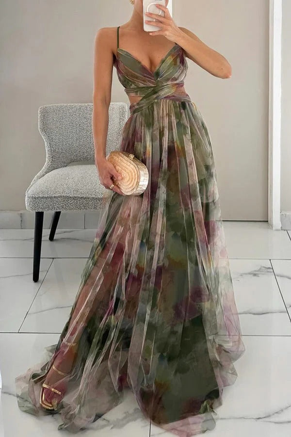 Floral summer maxi dress with adjustable closure for women | Bella - 2