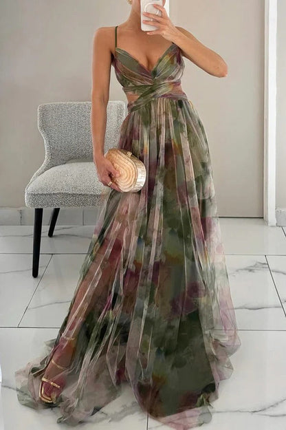 Floral summer maxi dress with adjustable closure for women | Bella - 2