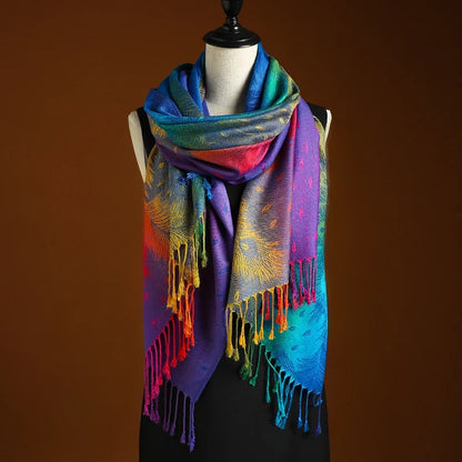 Gradient Fringe Wrap Scarf Elegant for Women | Elowen