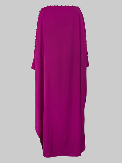 H-line loose buttoned solid-colour maxi dress for women - 14