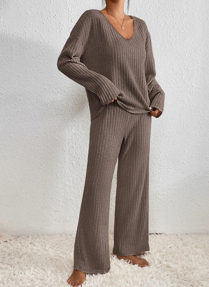 Relaxed Ribbed Two Piece Lounge Set Stylish For Women | Mireva