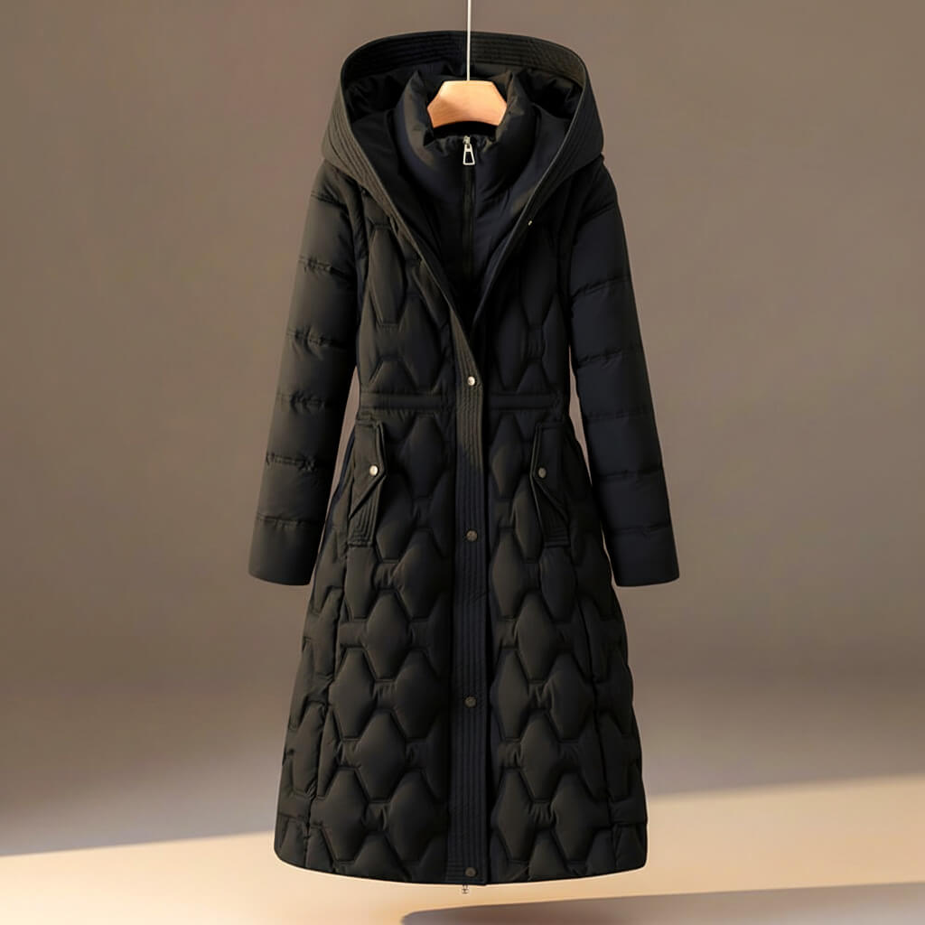 Warm quilted hooded winter coat for women | Lauren - 3