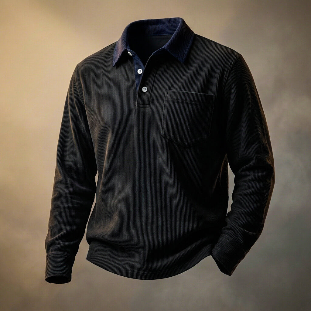 Smart corduroy long-sleeve polo for men | Scott - 6