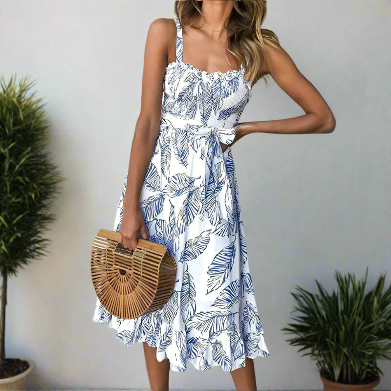 Boho printed strappy midi dress for women - 1