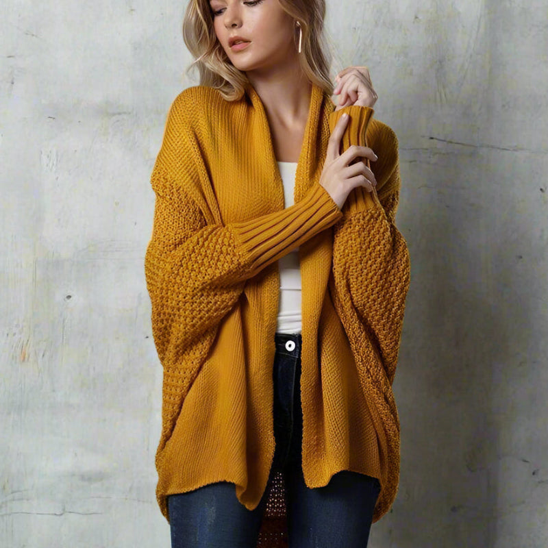 Relaxed batwing knit cardigan for women - 9