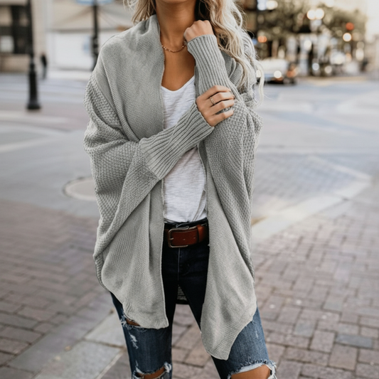 Relaxed batwing knit cardigan for women - 1