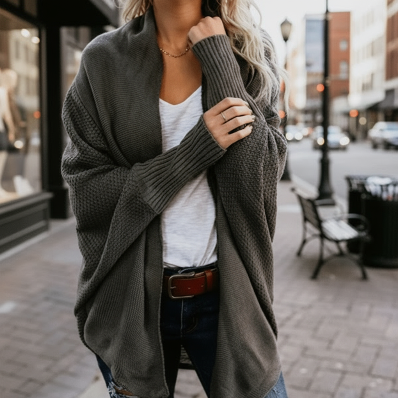 Relaxed batwing knit cardigan for women - 3