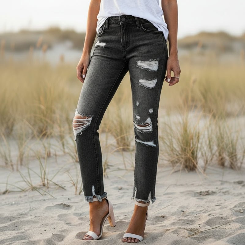 Classic high-waist slim-fit jeans for women - 3