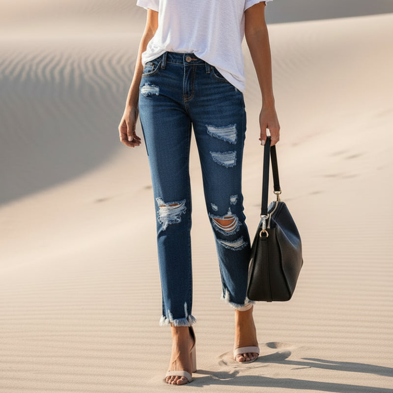 Classic high-waist slim-fit jeans for women - 2