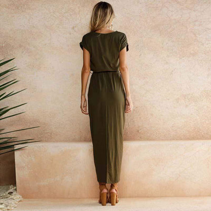 Elegant split-hem casual maxi dress for women - 5