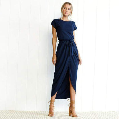 Elegant split-hem casual maxi dress for women - 1
