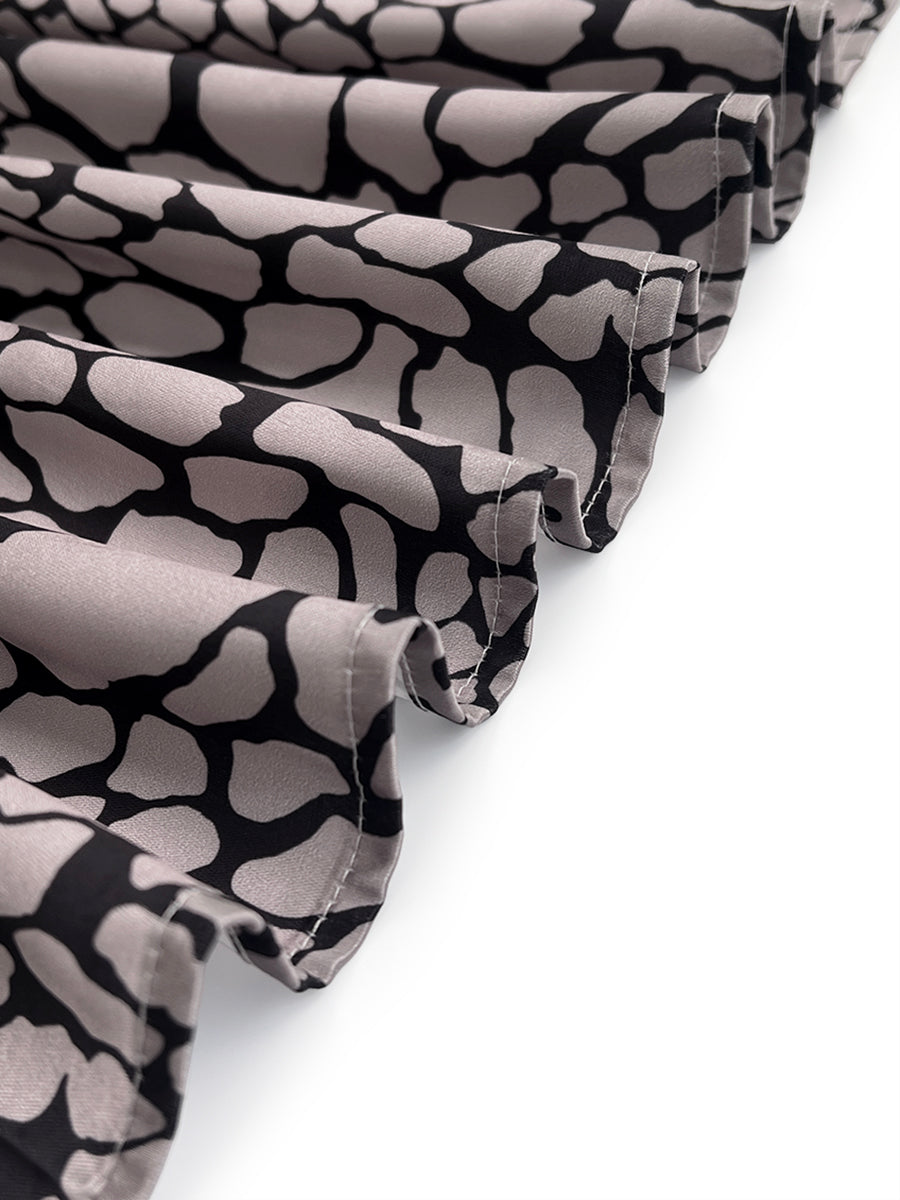 Long-sleeve contrast snakeskin print lapel blouse for women - 6