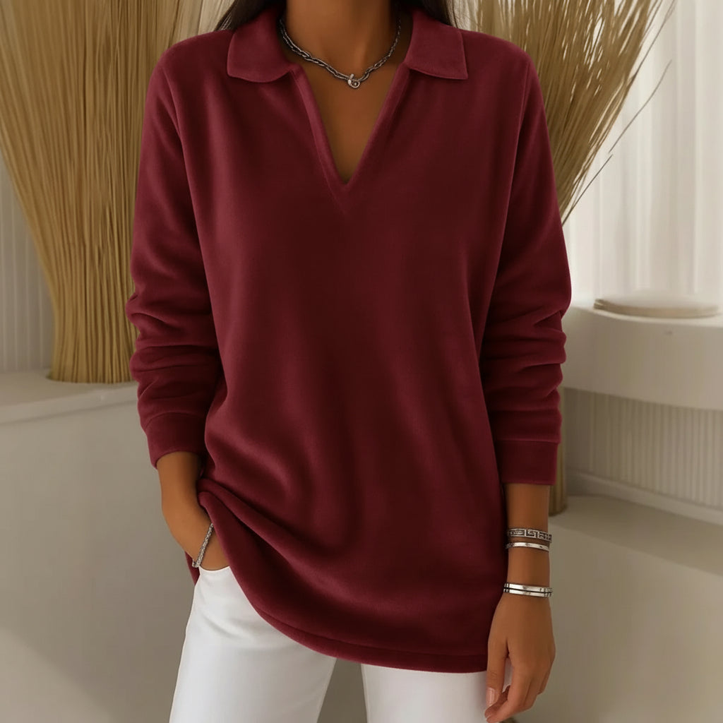 Soft collared V-neck sweater for women | Amelia -6