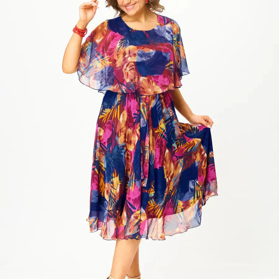 Comfortable plus-size everyday chiffon dress for women | Barbara -2