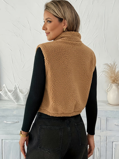 Stylish sleeveless teddy fleece gilet for women | Delia -9
