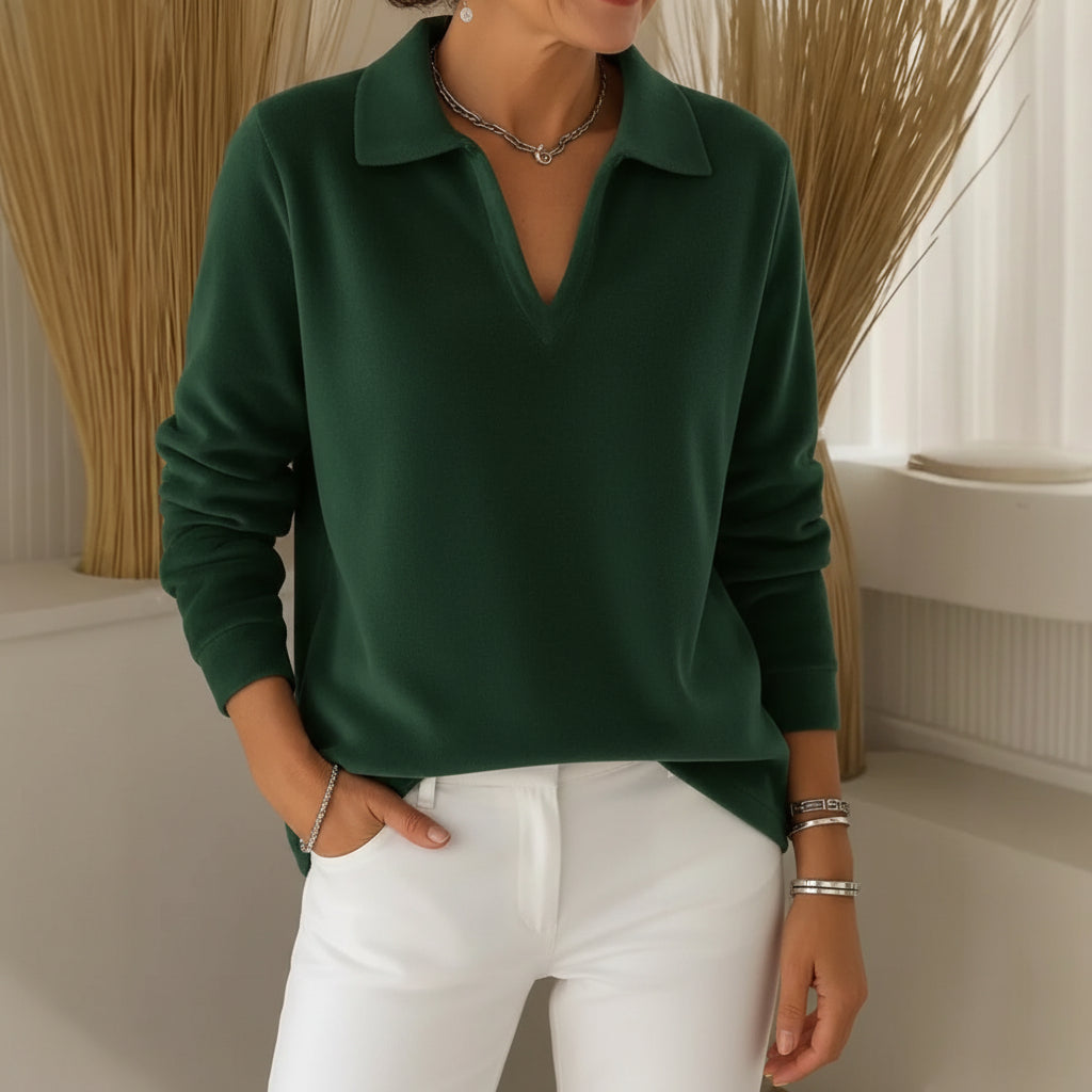 Soft collared V-neck sweater for women | Amelia -5