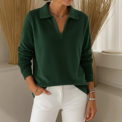 Soft collared V-neck sweater for women | Amelia -5