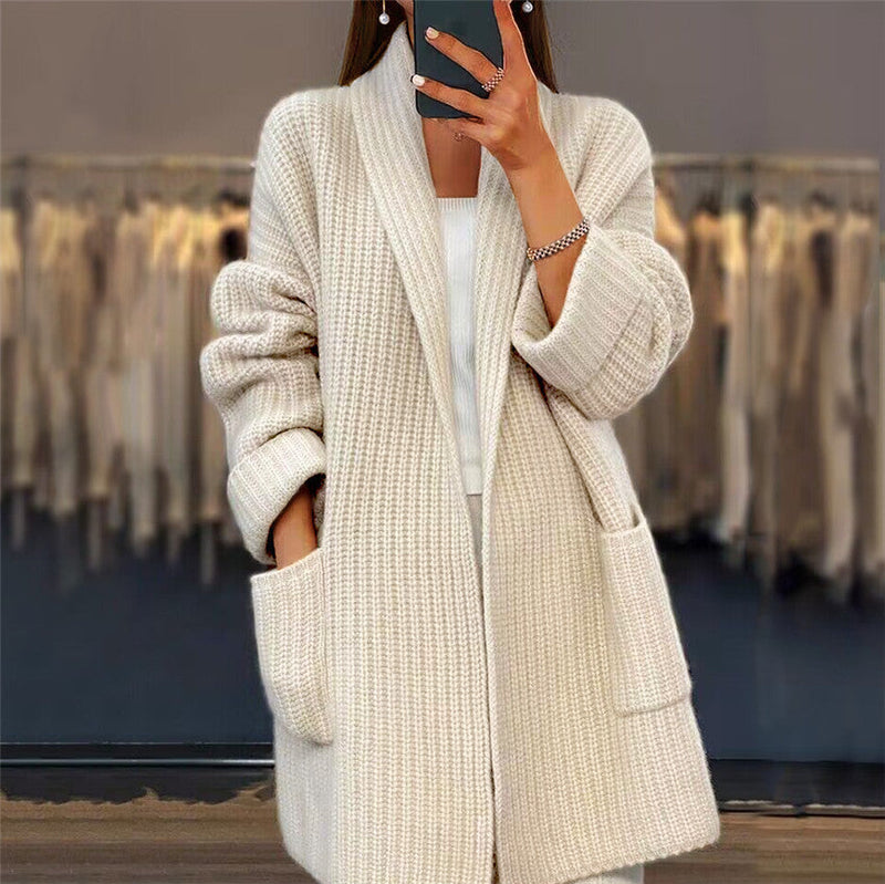 Oversized Open Front Cardigan Cozy For Women | Elowara
