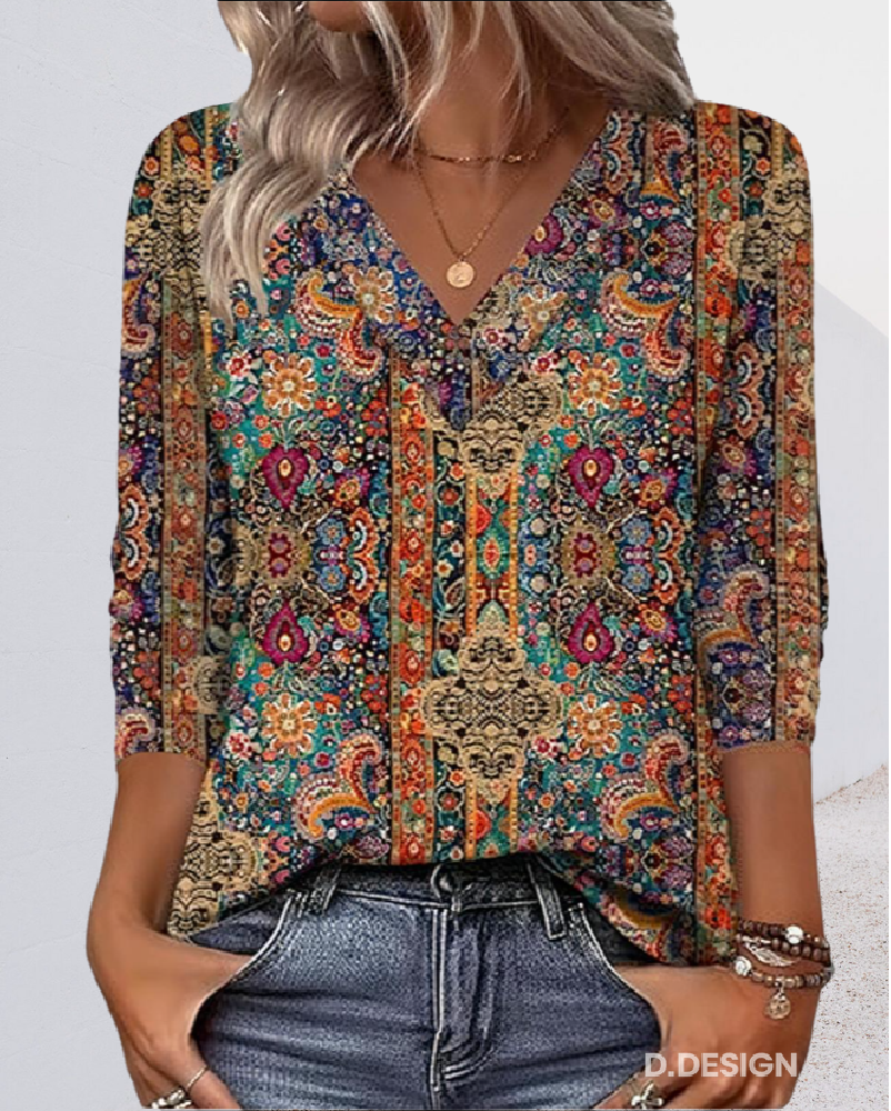 Elegant v-neck everyday blouse for women | CORALINE - 1