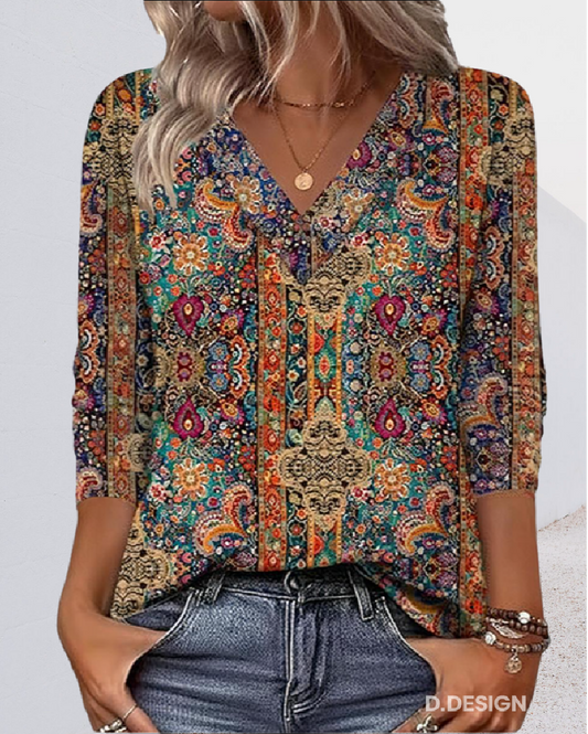 Elegant v-neck everyday blouse for women | CORALINE - 1