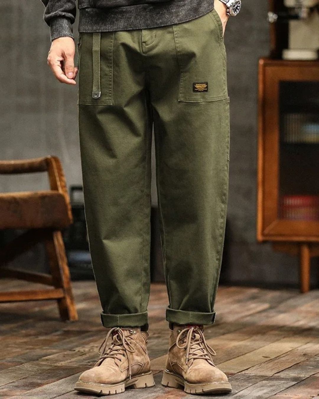 Vintage Straight-Leg Cargo Trousers Versatile For Men | Harrison