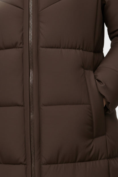 Long Hooded Quilted Puffer Coat Stylish For Women | Evelira