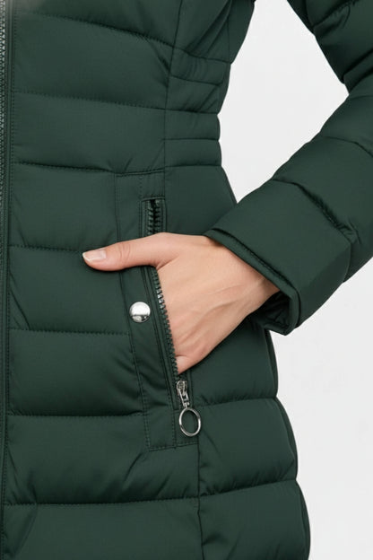 Long Hooded Quilted Puffer Coat Stylish For Women | Ravelle