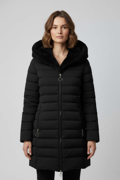 Long Hooded Quilted Puffer Coat Stylish For Women | Ravelle