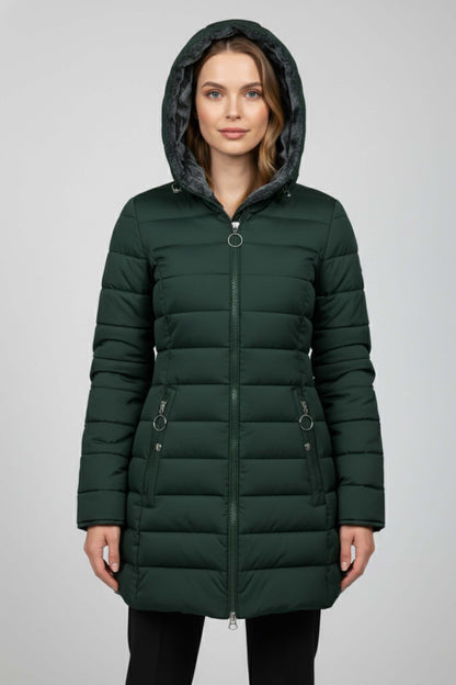 Long Hooded Quilted Puffer Coat Stylish For Women | Ravelle