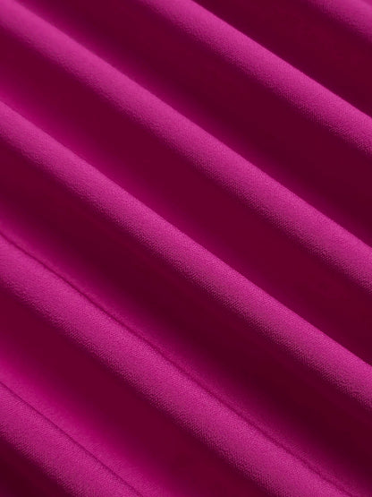 Long-sleeve loose tiered pleated round-neck maxi dress for women - 15