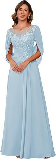 Elegant A-line dress with cape for occasions for women | Margot -11