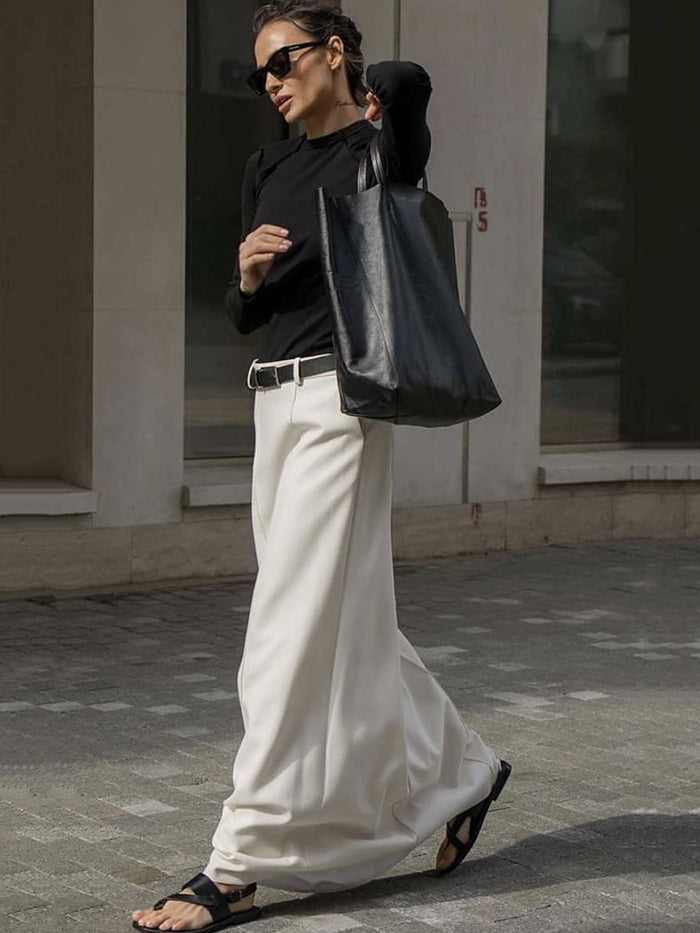 Stylish H-line solid-colour midi skirt for women - 8