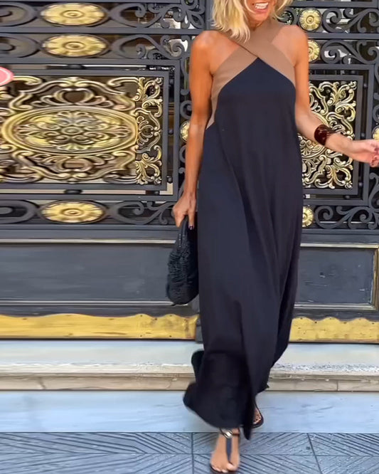 Cross Neck Long Dress Chic For Women | Selmira