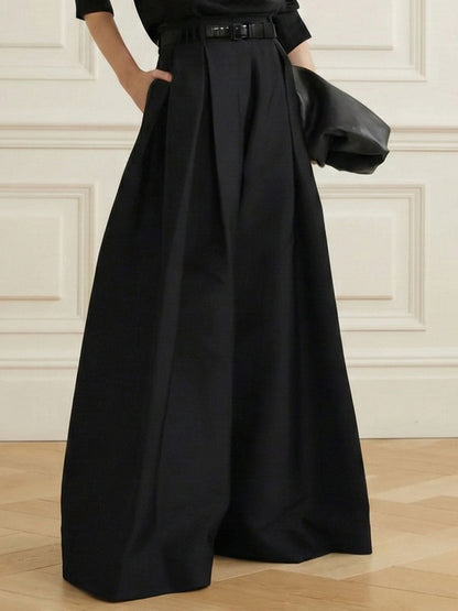 High-waist loose pleated wide-leg trousers for women - 1