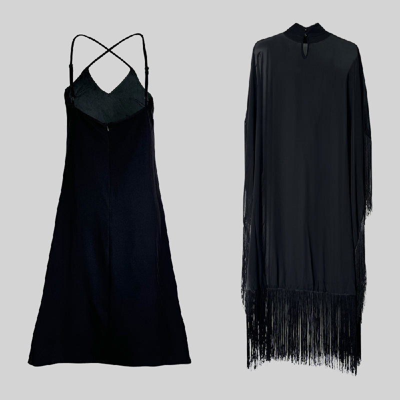 Batwing-sleeve loose tassel mock-neck maxi dress for women - 5