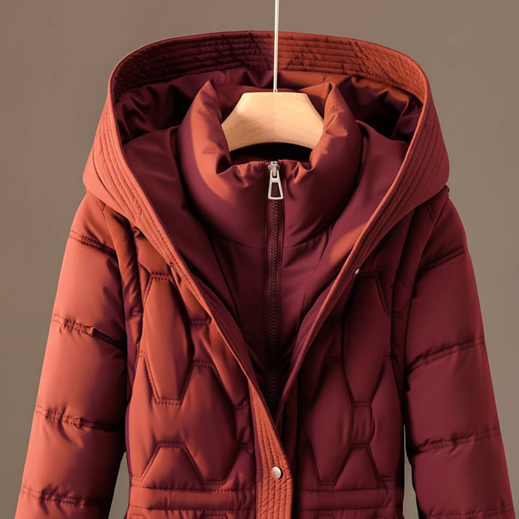 Warm quilted hooded winter coat for women | Lauren - 6