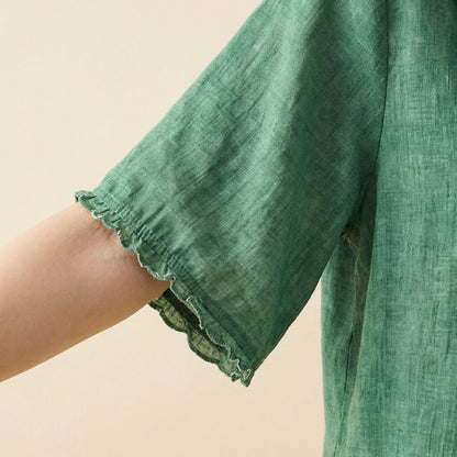 Breathable linen relaxed blouse for women | Clara - 7